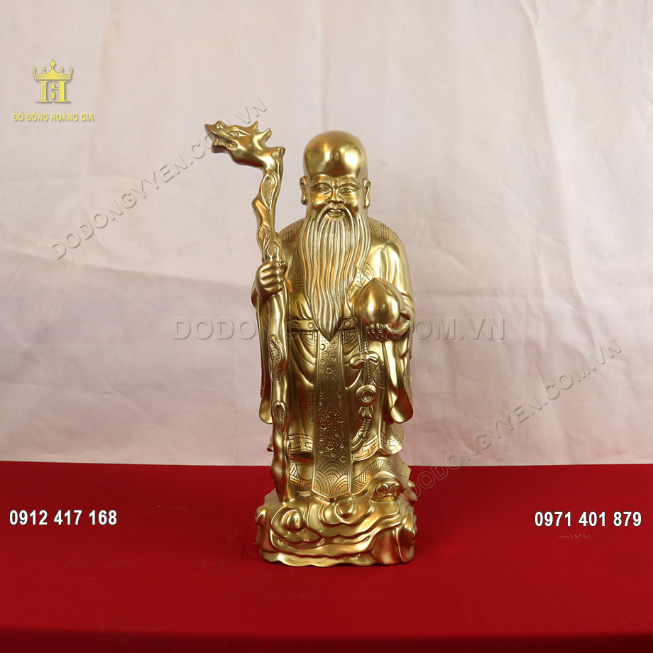 Tượng &Ocirc;ng Thọ Đ&agrave;o bằng đồng v&agrave;ng